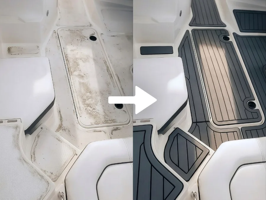 Tamno siva S-Deck paluba pre i posle ugradnje