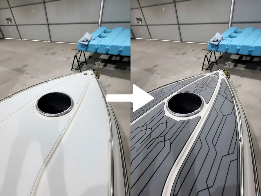 Tamno siva S-Deck obloga glisera pre i posle postavljanja